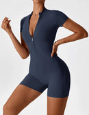 Macaquinho Fitness Waffle com Zíper