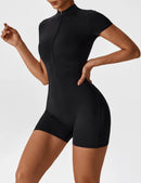 Macaquinho Fitness Waffle com Zíper