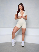 Macaquinho Fitness Waffle com Zíper