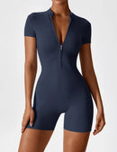 Macaquinho Fitness Waffle com Zíper