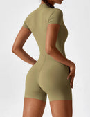 Macaquinho Fitness Waffle com Zíper