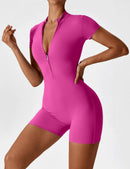 Macaquinho Fitness Waffle com Zíper