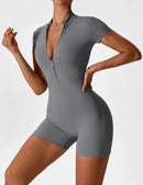 Macaquinho Fitness Waffle com Zíper