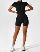 Macaquinho Fitness Waffle com Zíper