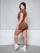 Macaquinho Fitness Waffle com Zíper